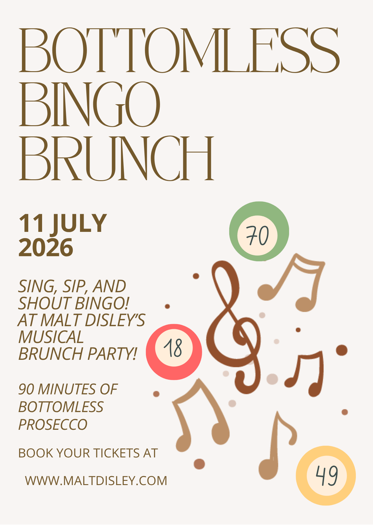 Bottomless Brunch Musical Bingo